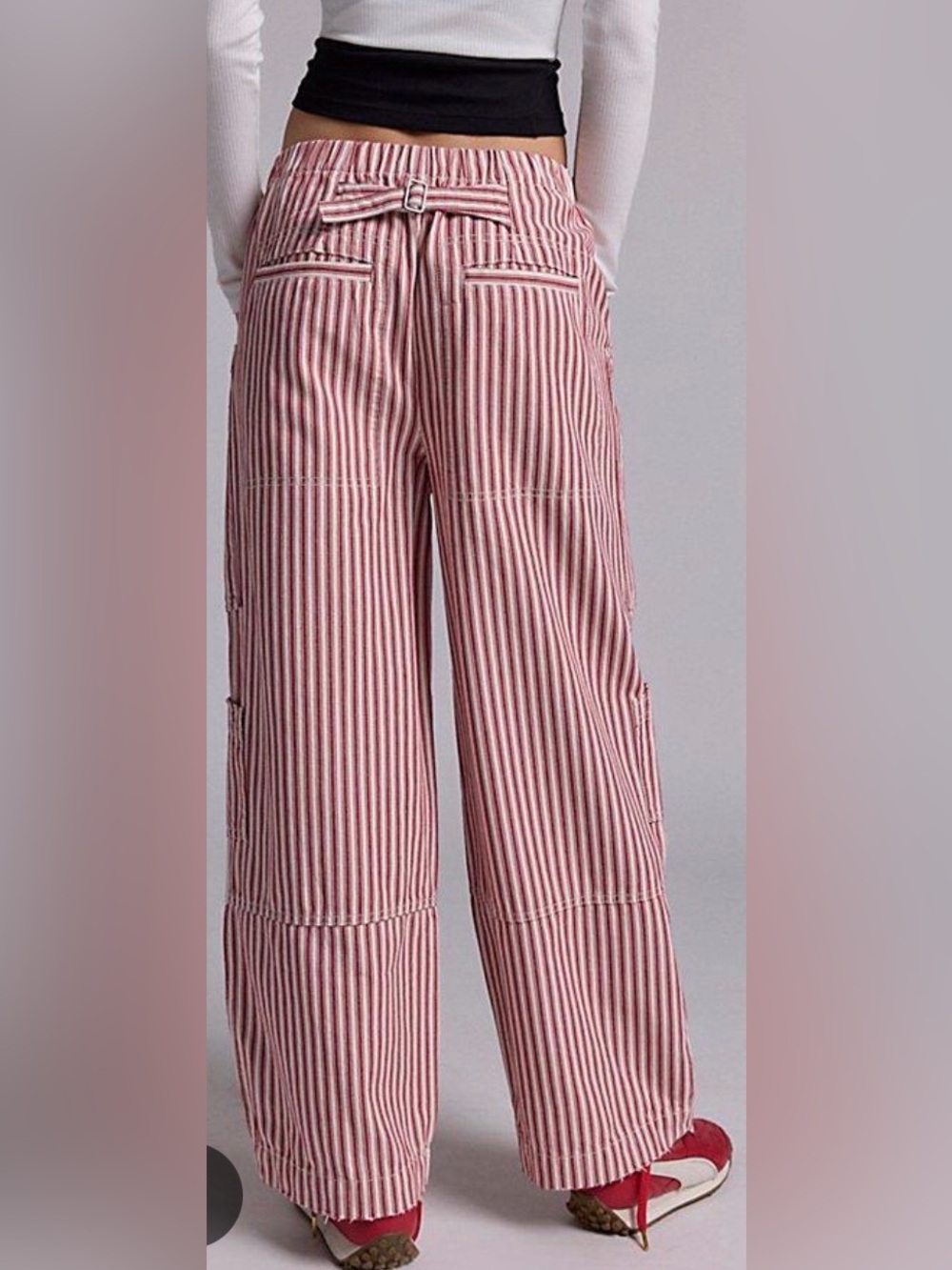 Urban Outfitters, BDG, Red and White Striped Wide-Leg Utility Pants
